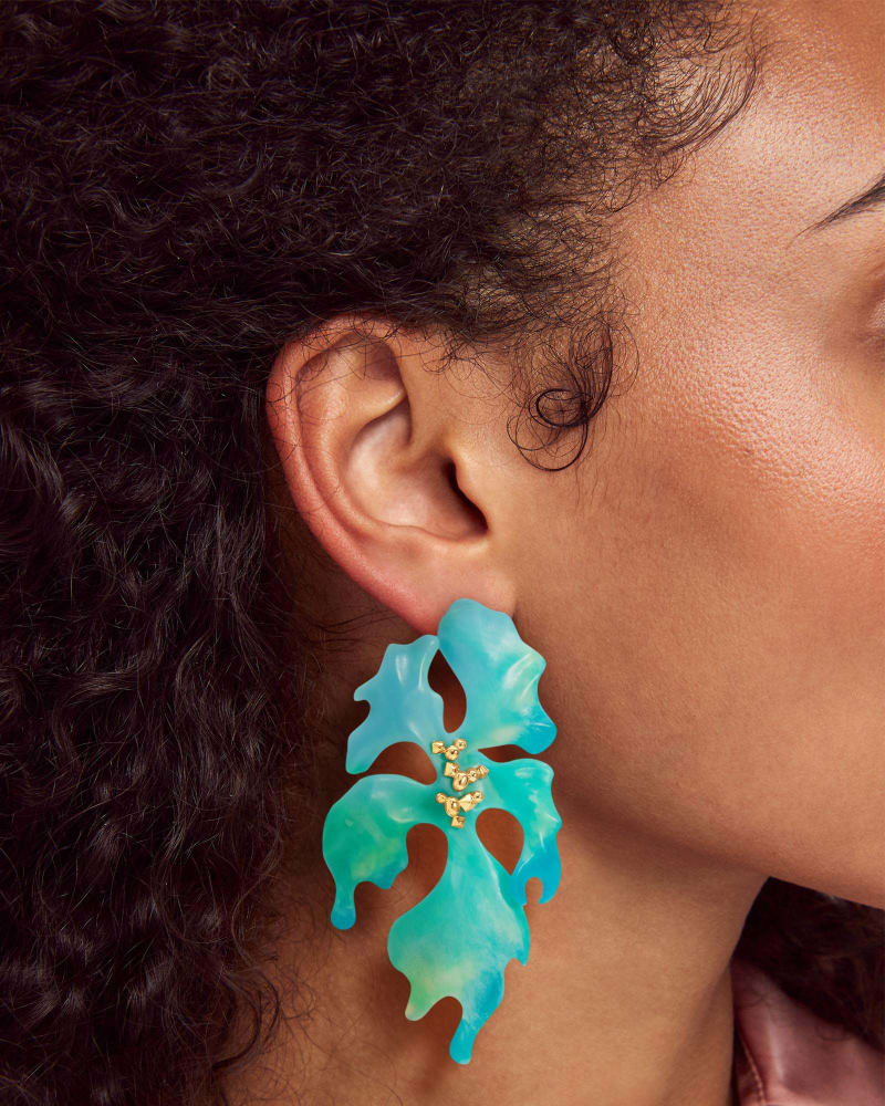 Savannah Gold Statement Earrings in Matte Mint image number 1